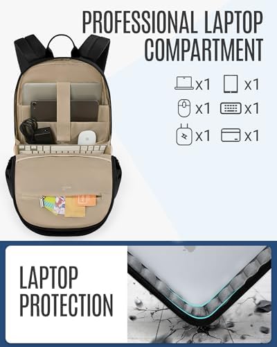 LIGHT FLIGHT Travel Backpack for Women, 15.6 Inch Laptop Backpack with USB Charging Hole, Water Resistant College Bookbag, Large Capacity Black Computer Backpacks for Work, Black - Image 4
