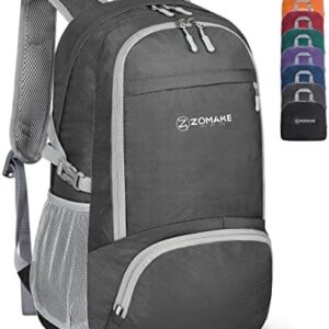 ZOMAKE Lightweight Packable Backpack 30L, Foldable Hiking Backpacks Water Resistant Compact Folding Daypack for Travel(Dimgray)