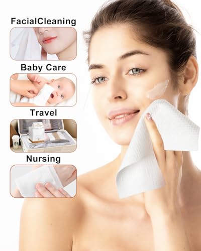 Disposable Face Towel,Biodegradable Facial Towels,Extra Thick Soft Large Clean Facial Towels Plant Fiber Facial Washcloth Dry Wipes for Sensitive Skin,Travel,Makeup Remover-50 Count - Image 5