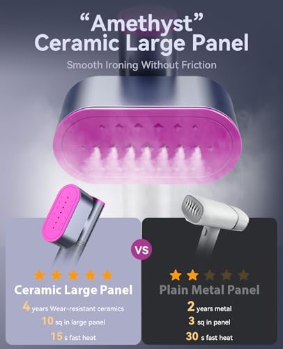 Jack & Rose Travel Steamer for Clothes,110-220V Portable Steamer,15s Heat Up,Steamer & Iron 2 In 1, Travel Size Garment Steamer,Large Ceramic Heat Panel,for Global & Europe Traveling - Image 7