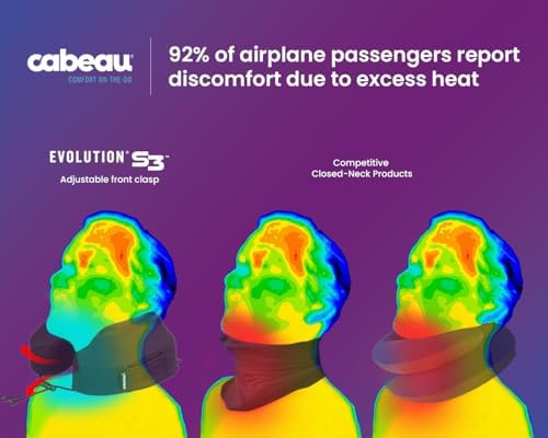 Cabeau Airplane Pillow for Long Flights – Evolution S3 – Best Travel Accessory with Seat Straps to Secure Your Head and Neck and Provides 360° Support (Jet Black) - Image 2