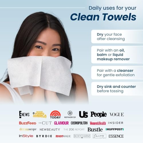Clean Skin Club Clean Towels XL™, 100% USDA Biobased Face Towel, Disposable Face Towelette, Eczema Association Accepted, Makeup Remover Dry Wipes, Ultra Soft, 50 Ct, 1 Pack - Image 6