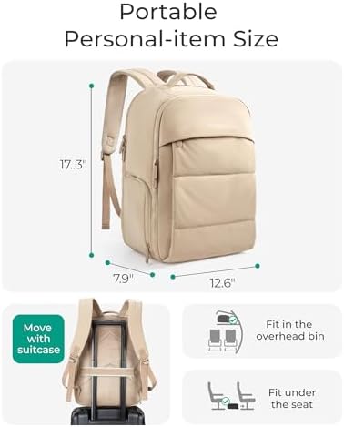 BAGSMART 30L Carry On Backpack with Shoe Compartment, Airline Approved Travel Backpack, Lightweight Travel Bag Fits 15.6 Inch Laptop, Water-Resistant, Camel - Image 3