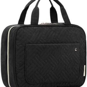 BAGSMART Toiletry Bag Travel Bag with Hanging Hook, Water-resistant Makeup Cosmetic Bag Travel Organizer for Accessories, Shampoo, Full-size Container, Toiletries (Black, Medium)