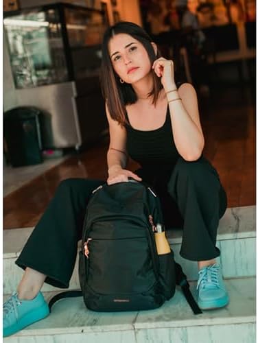 LIGHT FLIGHT Travel Backpack for Women, 15.6 Inch Laptop Backpack with USB Charging Hole, Water Resistant College Bookbag, Large Capacity Black Computer Backpacks for Work, Black - Image 9