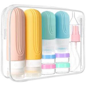 18 Pack Travel Bottles for Toiletries, TSA Approved Silicone Container for Toiltries, Squeeazble Leak Proof Travel Accessories, Refilable Shampoo, Lotion and Body Wash Container