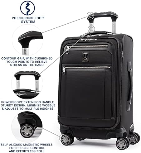 Travelpro Platinum Elite Softside Expandable Carry on Luggage, 8 Wheel Spinner Suitcase, USB Port, Suiter, Men and Women, Shadow Black, Carry On 21-Inch - Image 2