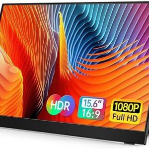 VILVA Portable-Monitor-for-Laptop - 15.6'' 1080P FHD IPS Display USB-C HDMI Portable Monitor for Laptop with Cover and Speakers External Monitor for Laptop/PC/Mac/Phone/Xbox Switch/PS4/