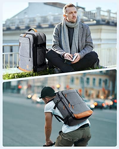 BAGSMART Compression Travel Backpack, 40L Expandable Airline Approved Carry On Backpack with Packing Cubes, Water Resistant Weekender Backpack Fits 17 Inch laptop, Luggage Daypack with Shoe Bag, Grey - Image 7