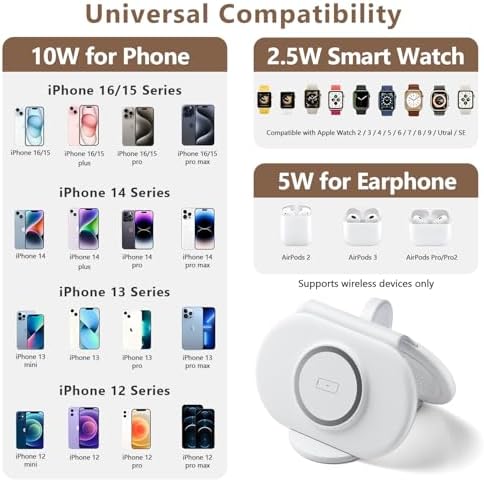 2025 Latest Magnetic Wireless Charger for iPhone: 3 in 1 Travel Charging Station for Devices for iPhone 16 15 14 13 12 Pro Max Plus-Foldable Charging Pad for Apple Watch Series & Air pods 4 3 2 Pro - Image 2
