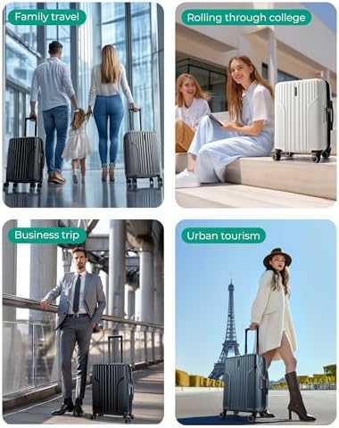 BAGSMART Expandable Carry On Luggage 22x14x9 Airline Approved, Carry-On Suitcase with Spinner Wheels, Hardside Polycarbonate Rolling Travel Luggage with TSA Lock 20-Inch, Blue - Image 2