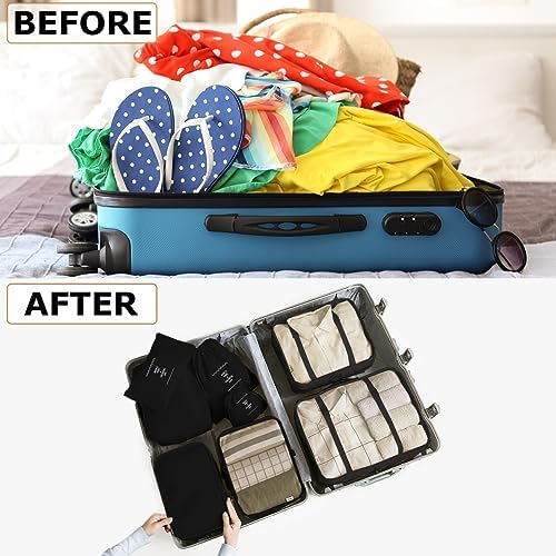8 Set Packing Cubes for Suitcases Travel Luggage Packing Organizers,Travel Essentials Accessories Luggage Organizer with Shoe Bag Tioletry/Laundry Bag(Black) - Image 2