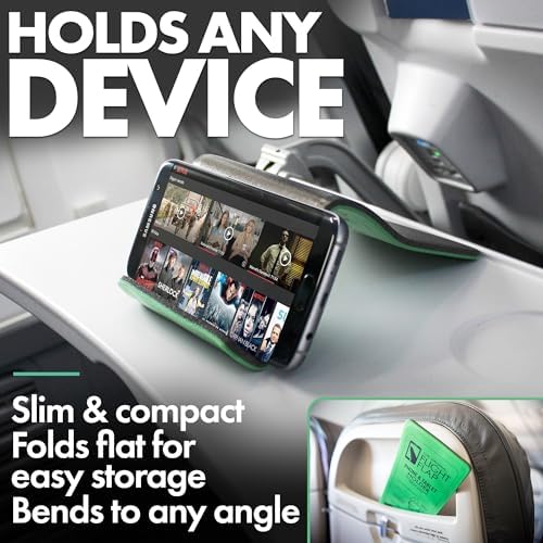 Airplane Phone Holder, Flexible Cell Phone Holder, Folding Cellphone Stand for Desk, Bed, Office, Treadmill - Airplane Accessories Long Flight Travel - Plane Essentials (Original Green) - Image 4