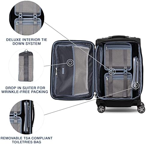 Travelpro Platinum Elite Softside Expandable Carry on Luggage, 8 Wheel Spinner Suitcase, USB Port, Suiter, Men and Women, Shadow Black, Carry On 21-Inch - Image 5