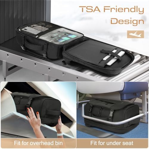 ZOMFELT Travel Backpack for Men Women, TSA Friendly Flight Approved Carry on Backpack, 15.6 Inch Laptop Backpack Water Resistant, Personal Item Travel Bag for Business Work College Computer Bag, Black - Image 3