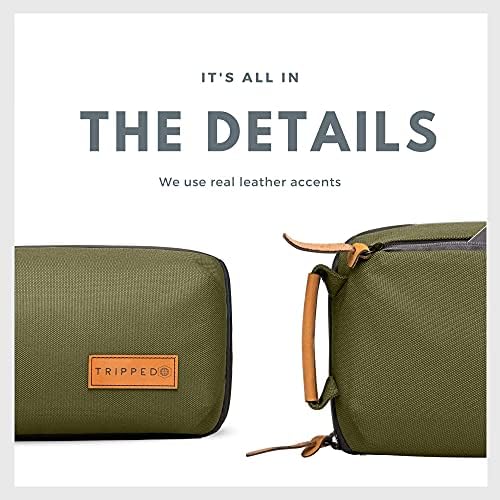 Tech Bag Organizer - Small Electronics Organizer Pouch for Travel - Premium Travel Case with Leather Accents - Mesh Pocket for Cables, Cords and Chargers (Green) - Image 9