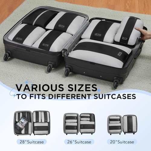 10 Set Compression Packing Cubes for Travel Essentials,Compressible Expandable Packing Cubes for Suitcase,OlarHike Luggage Organizer Bags for Travel,Handy Helper for Organizing Clothes(Black) - Image 8