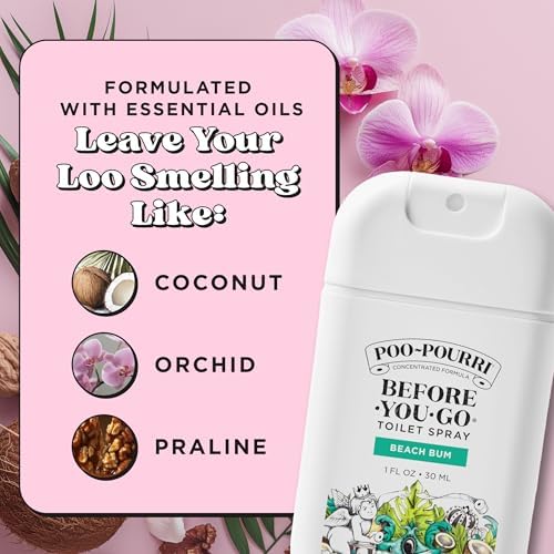 Poo-Pourri Before-You-Go Toilet Spray, Beach Bum, 1 Fl Oz Pocket Travel Size - Coconut, Orchid and Toasted Praline - Image 7