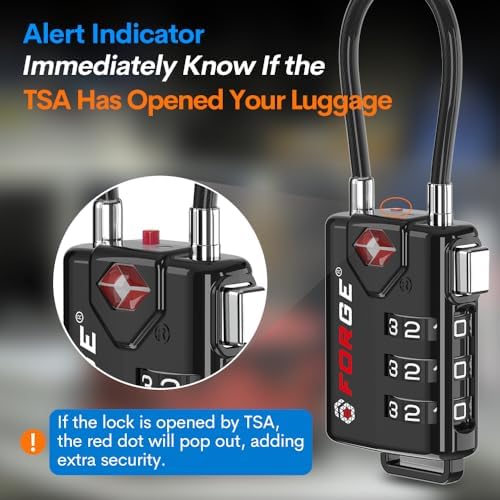TSA Approved Cable Luggage Locks, Re-settable Combination with Alloy Body - Image 3