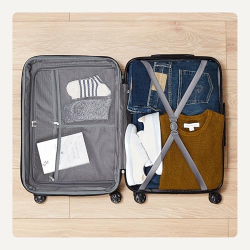 Amazon Basics 21" Hardside Carry-On Luggage, Hardshell Suitcase With Wheels, Expandable For Up to 25% More Space, With Scratch-Resistant Surface, Four Multi-directional Wheels, Black - Image 4