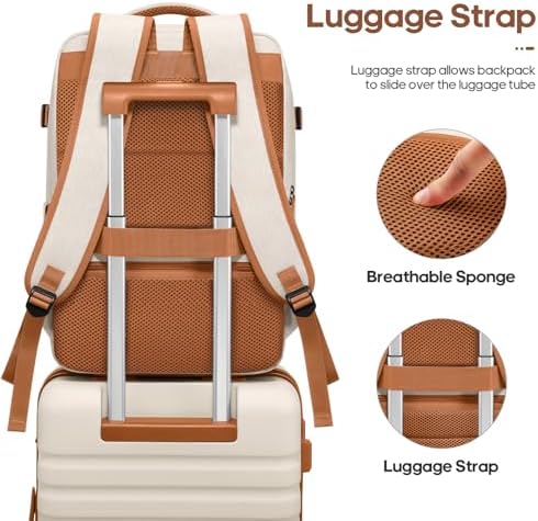 Luggage Sets 3 Piece, Carry On Luggage 20 Inch With Spinner Wheels,PC Hardside Suitcase Set with TSA Lock,Durable Carry On Suitcase With Travel Backpack for Men (Beige, 3 piece set (20inch)) - Image 6