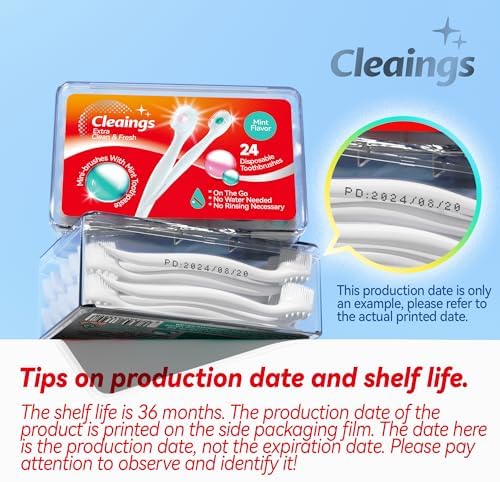cleaings® Mini Brushes-Disposable Toothbrushes with Toothpaste and Pick for Work or Travel, 24 Count (Mint Flavor(Pack of 1)) - Image 2