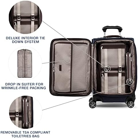 Travelpro Platinum Elite Softside Expandable Carry on Luggage, 8 Wheel Spinner Suitcase, USB Port, Suiter, Men and Women, True Navy Blue, Carry On 21-Inch - Image 5