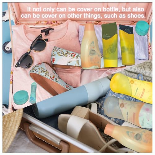 8 Pack Silicone Bottle Covers Travel Essentials for Women Men, Beach Vacation Essentials, Travel Size Toiletries Accessories, Cruise Ship Essentials, Must Haves, Leak Proofing - Image 2
