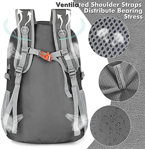 ZOMAKE Lightweight Packable Backpack 30L, Foldable Hiking Backpacks Water Resistant Compact Folding Daypack for Travel(Dimgray) - Image 4