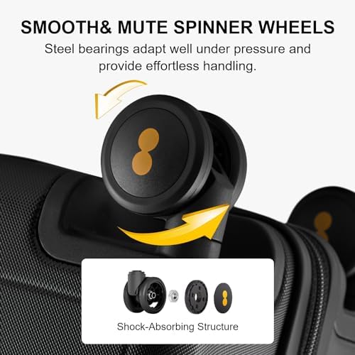 LEVEL8 Hard Shell Carry on Luggage Airline Approved, Carry on Suitcases with Wheels, Lightweight Luminous Textured Travel Luggage, Tsa Approved, 20 Inch Small Carry-On, Black - Image 3