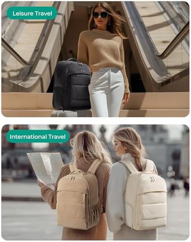 BAGSMART 30L Carry On Backpack with Shoe Compartment, Airline Approved Travel Backpack, Lightweight Travel Bag Fits 15.6 Inch Laptop, Water-Resistant, Camel - Image 7