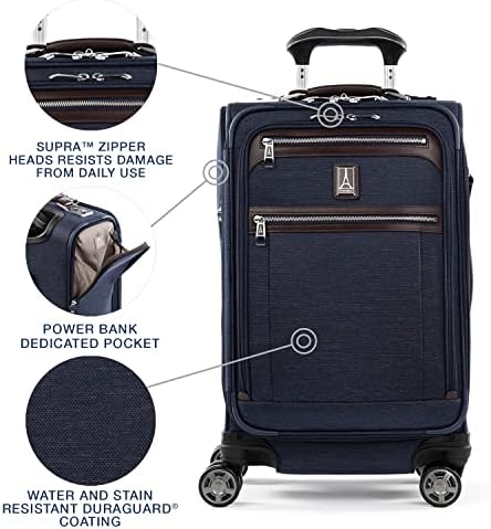 Travelpro Platinum Elite Softside Expandable Carry on Luggage, 8 Wheel Spinner Suitcase, USB Port, Suiter, Men and Women, True Navy Blue, Carry On 21-Inch - Image 3