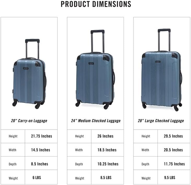 Kenneth Cole REACTION Out of Bounds Lightweight Hardshell 4-Wheel Spinner Luggage, Granite Blue, 28-Inch Checked - Image 6