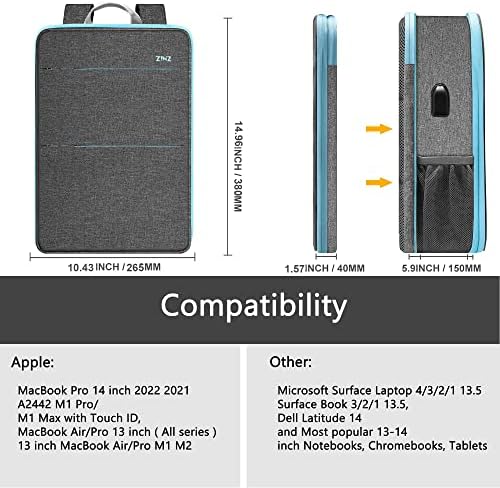 ZINZ Slim & Expandable Laptop Backpack Water Resistant Travel Backpack Compatible with MacBook Air/Pro 13-14 inch XPS 13 Surface 13.5" and Most 13-14 inch NoteBooks,G01BL01 - Image 2