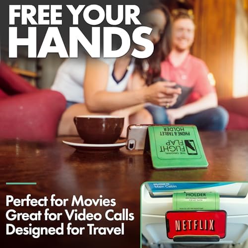 Airplane Phone Holder, Flexible Cell Phone Holder, Folding Cellphone Stand for Desk, Bed, Office, Treadmill - Airplane Accessories Long Flight Travel - Plane Essentials (Original Green) - Image 3