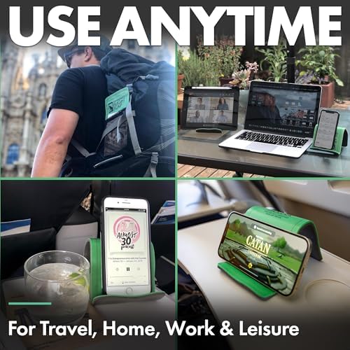 Airplane Phone Holder, Flexible Cell Phone Holder, Folding Cellphone Stand for Desk, Bed, Office, Treadmill - Airplane Accessories Long Flight Travel - Plane Essentials (Original Green) - Image 7