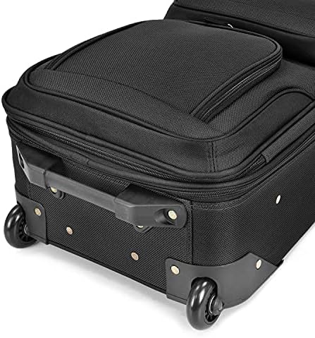 U.S. Traveler Lightweight Rolling 20" Carry On Luggage Softside Suitcase, Black, 2 Wheel-2 Piece - Image 7