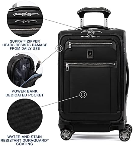 Travelpro Platinum Elite Softside Expandable Carry on Luggage, 8 Wheel Spinner Suitcase, USB Port, Suiter, Men and Women, Shadow Black, Carry On 21-Inch - Image 3
