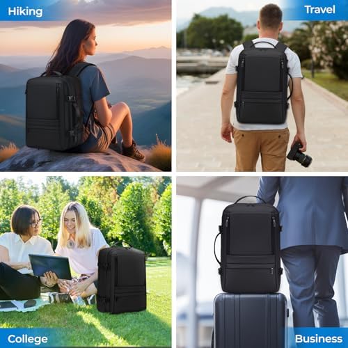 Carry On Travel Backpack for Airplanes | 40L Suitcase Backpack Luggage Business Weekender Bag - Expandable Travel Carry On Flight Approved for Men Women - Black - Image 6