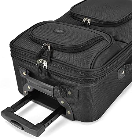 U.S. Traveler Lightweight Rolling 20" Carry On Luggage Softside Suitcase, Black, 2 Wheel-2 Piece - Image 6