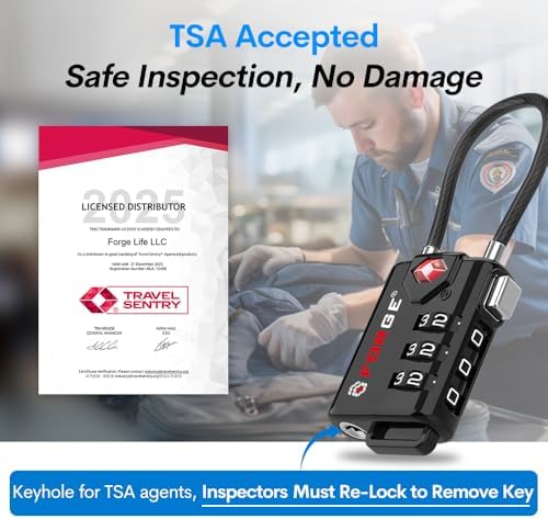TSA Approved Cable Luggage Locks, Re-settable Combination with Alloy Body - Image 2