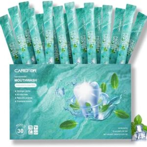 Mouthwash Travel Size Portable Packets to Go, Alcohol & Fluoride Free Fresh Mint MouthwashStrips for Superior Oral Hygiene,30 Individual Disposable Mouthwash Packs(Pack of 30)
